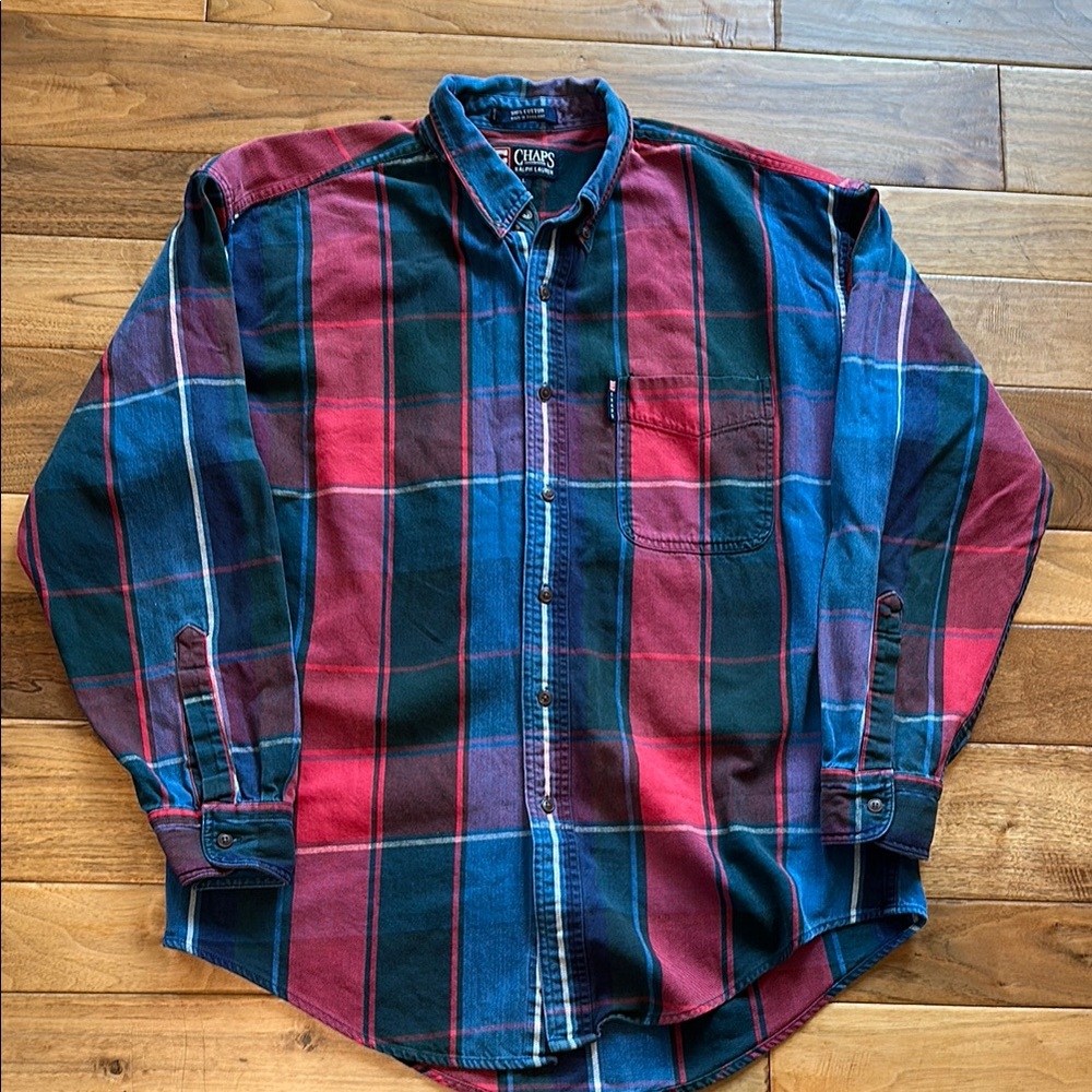 Vtg chaps Ralph Lauren plaid button down shirt